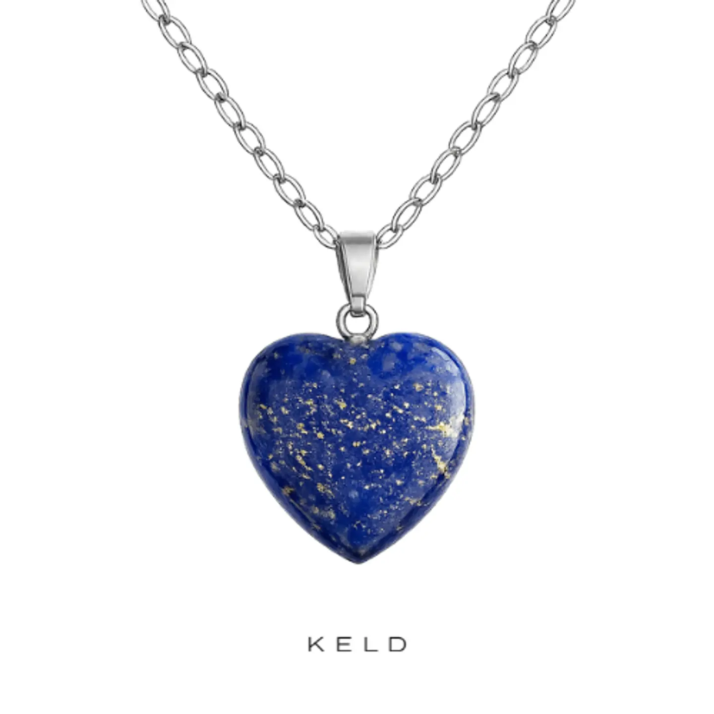 Collar Corazon de Lapislazuli enchapado en oro blanco 1