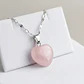 Collar Corazon cuarzo rosado 15mm enchapado en oro blanco - Miniatura 4