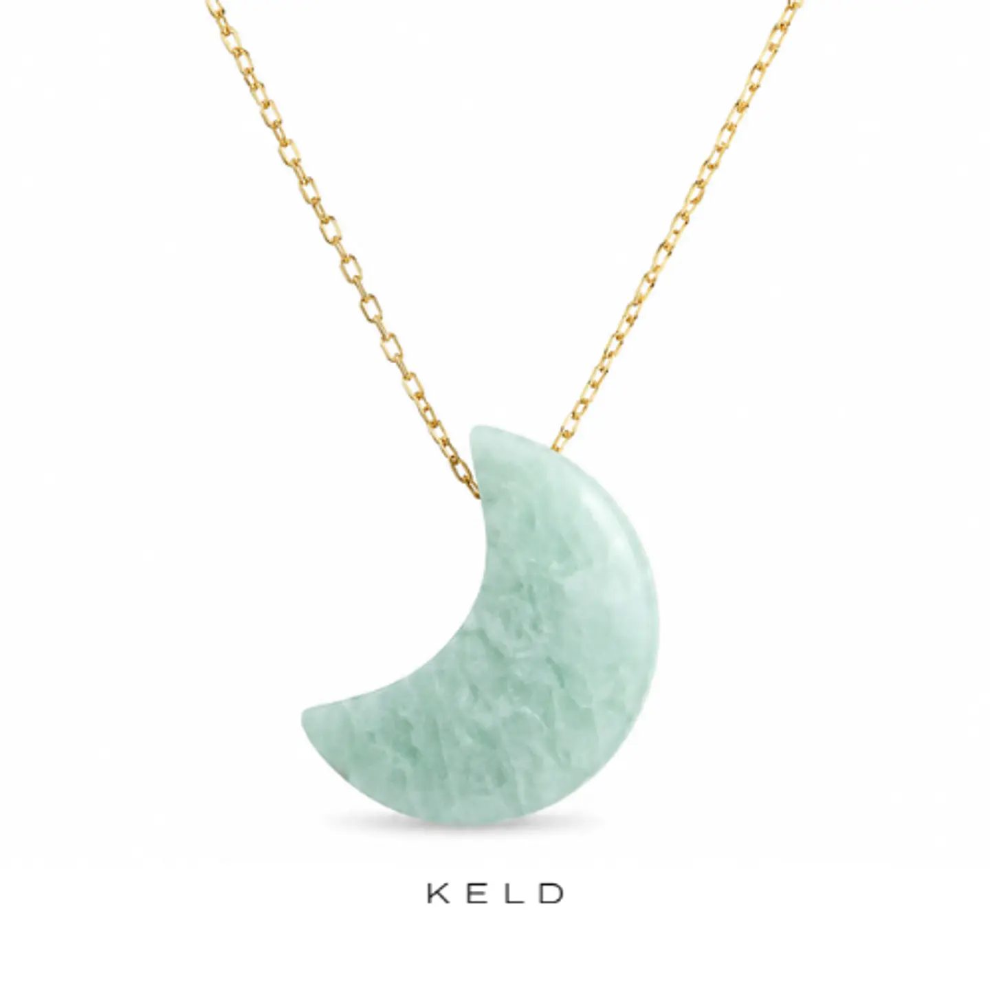 Collar Amazonita media luna enchapado en oro 18k 1