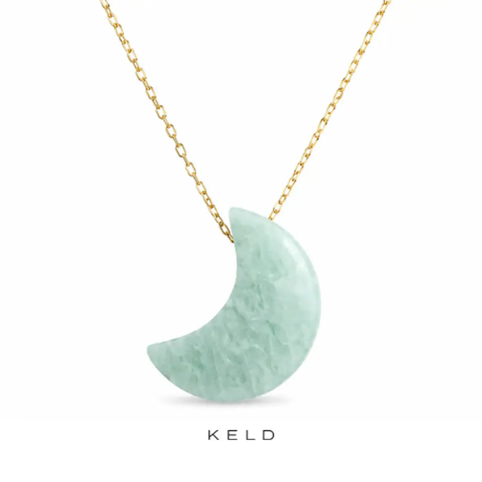 Collar Amazonita media luna enchapado en oro 18k 1
