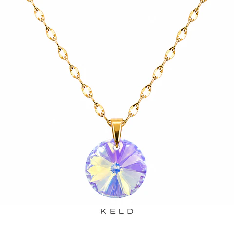 Collar punto de luz cristal rivoli AB enchapado en oro 18K