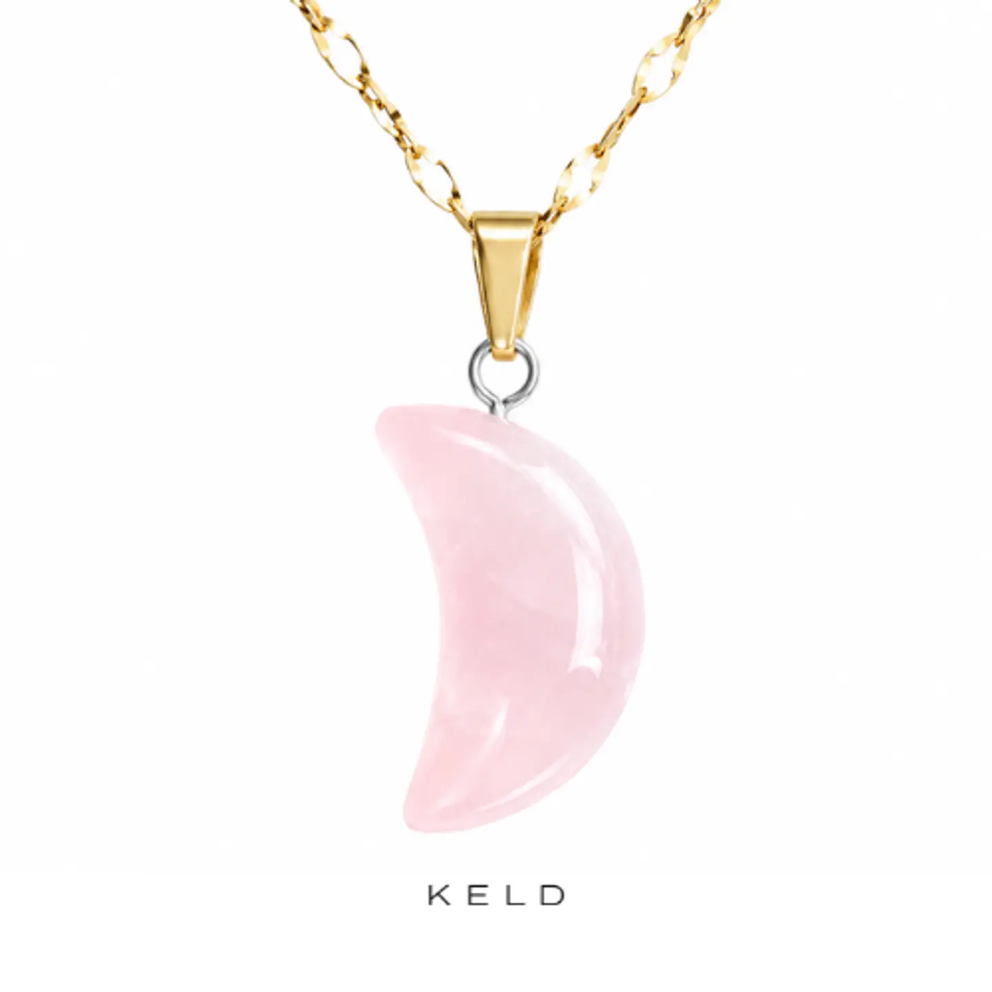 Collar cuarzo rosa luna enchapado en oro 18K 1