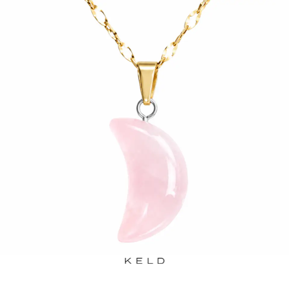 Collar cuarzo rosa luna enchapado en oro 18K 1
