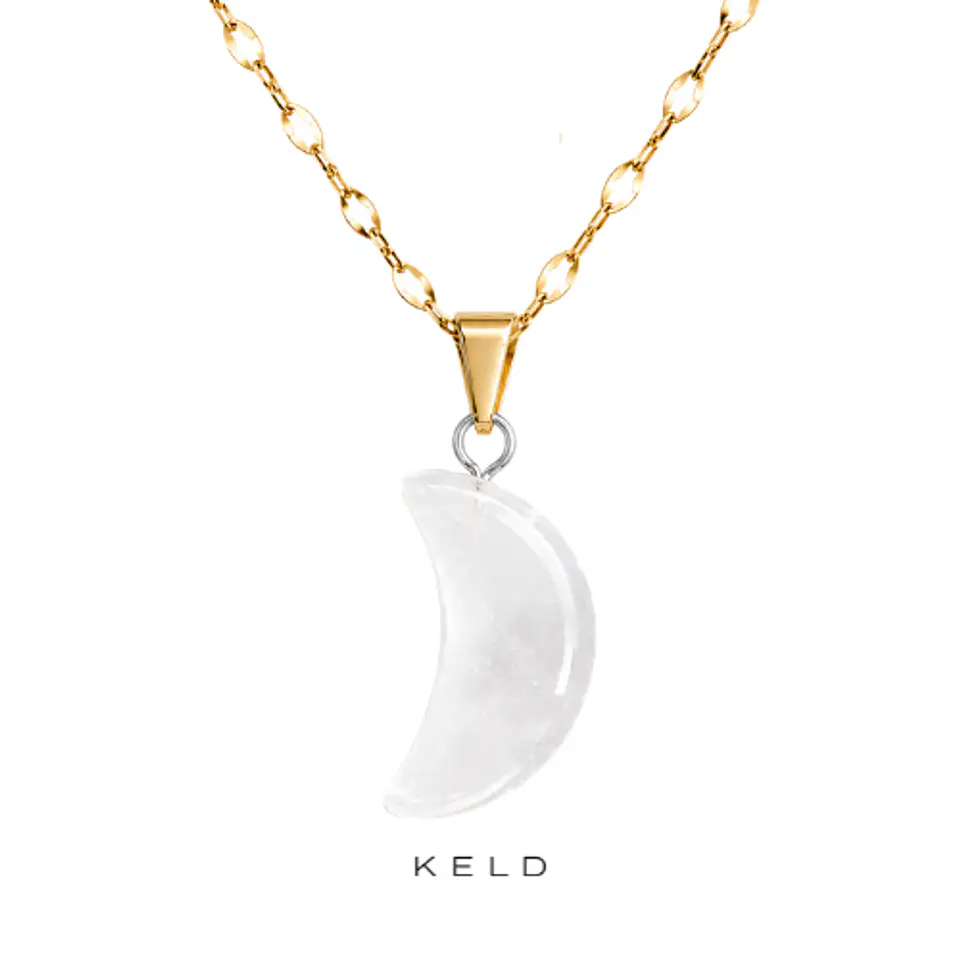 Collar luna de cuarzo blando enchapado en oro 18K 1