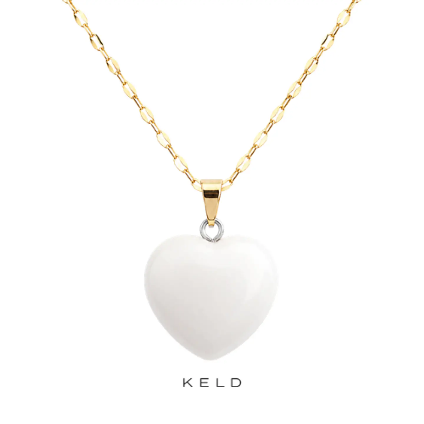 Collar corazon Jade Blanco enchapado en oro 18K 1