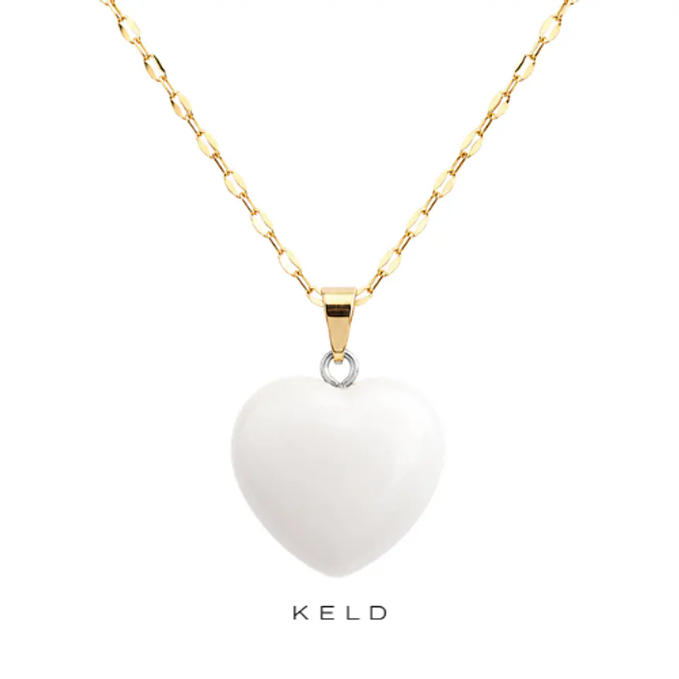 Collar corazon Jade Blanco enchapado en oro 18K 1