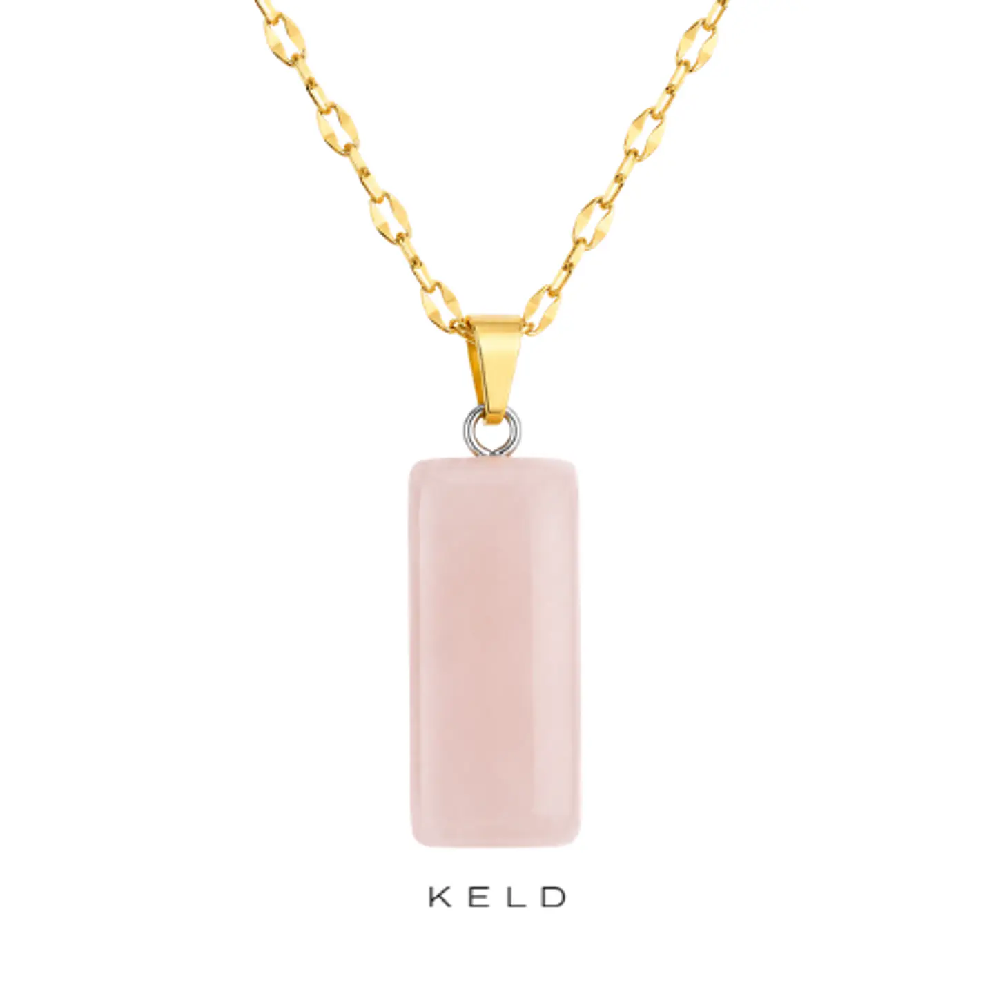Collar cuarzo rosa torre enchapado en oro 18k 1