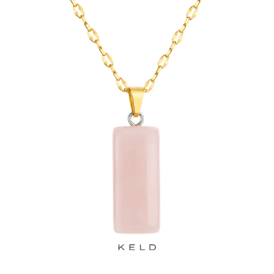 Collar cuarzo rosa torre enchapado en oro 18k 1