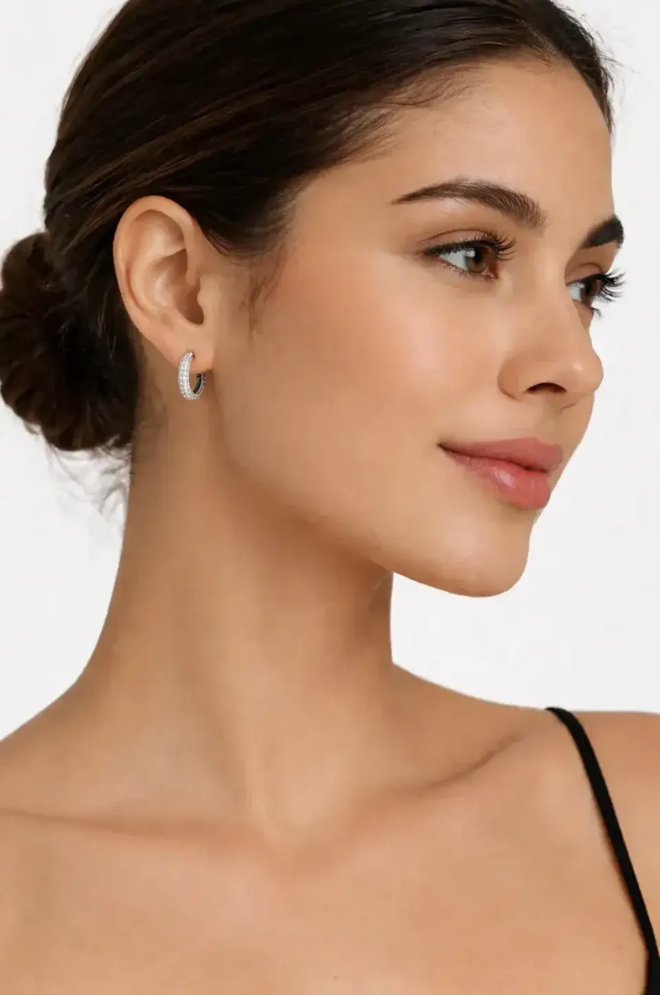 Aros argollas cristal enchape oro blanco 2