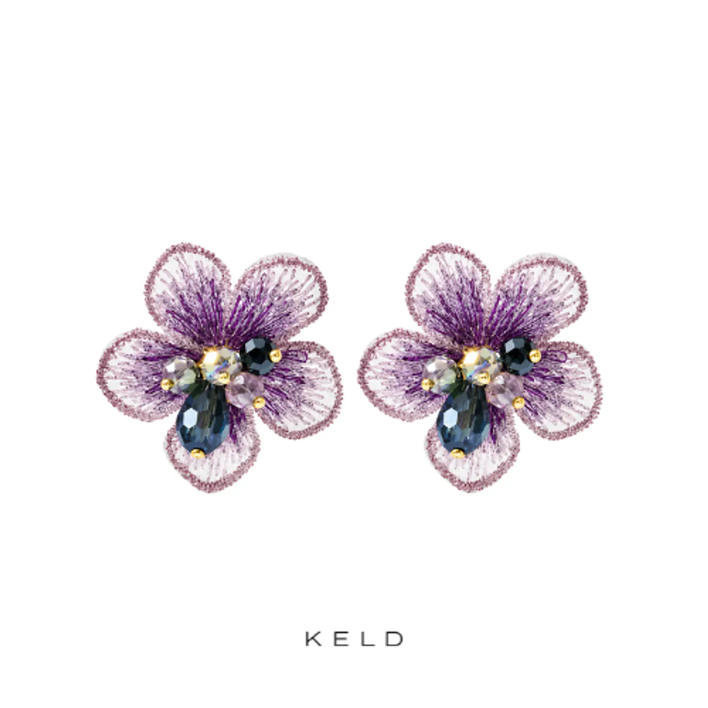 Aros flor cristal y Textil 1