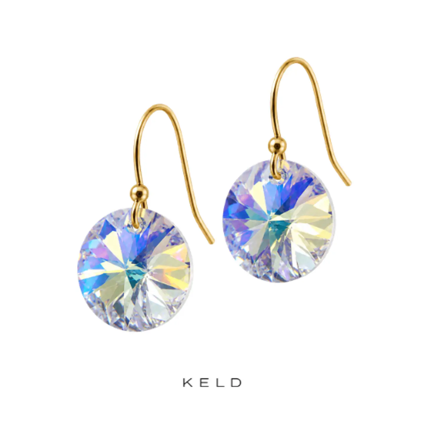 Aros de cristal rivoli tornasol enchapado en oro 18K 1