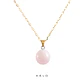 Collar bolita cuarzo rosado enchapado en oro 18 K - Miniatura 1