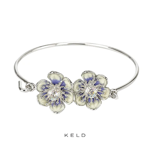 Pulsera brazalete flores cristal 