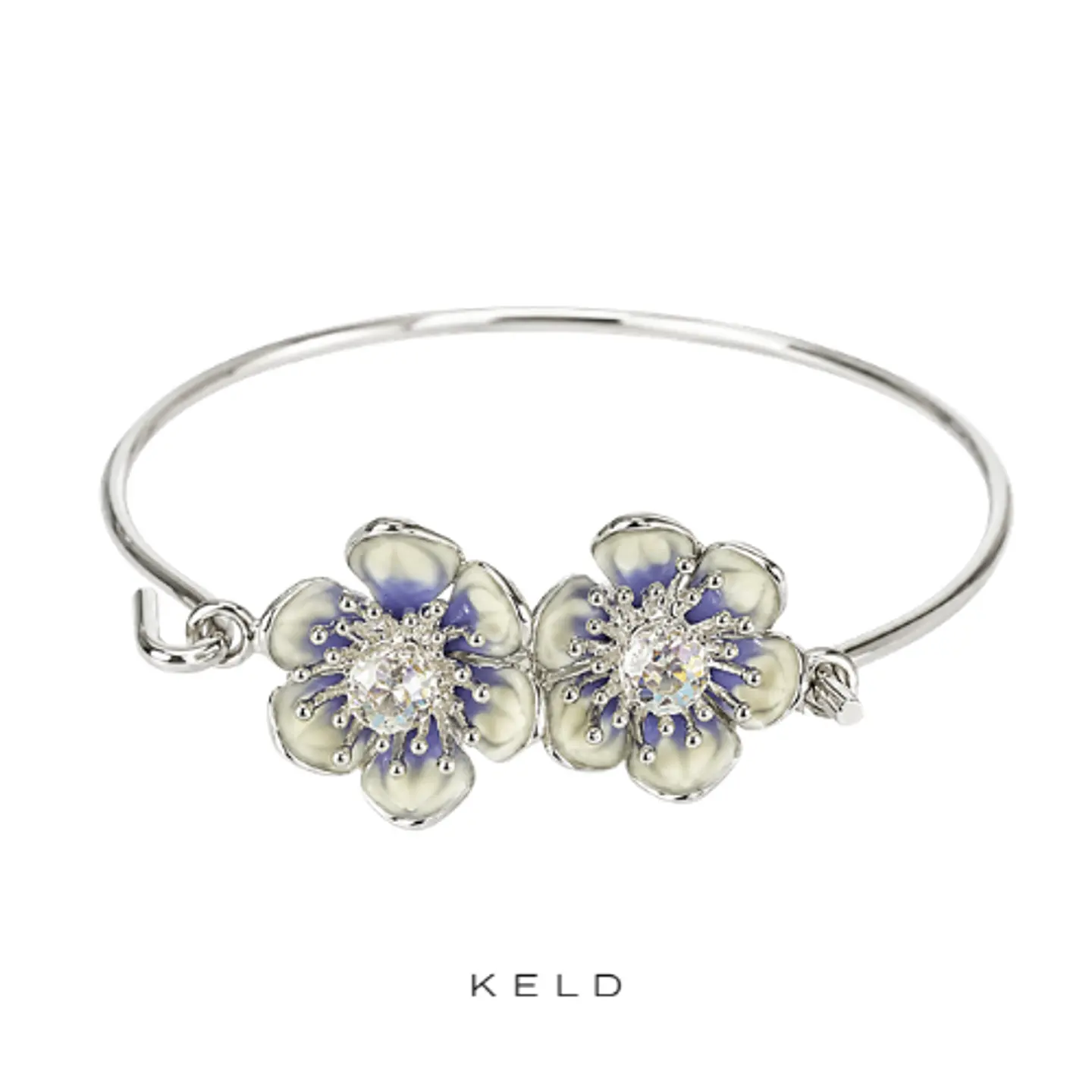 Pulsera brazalete flores cristal  1