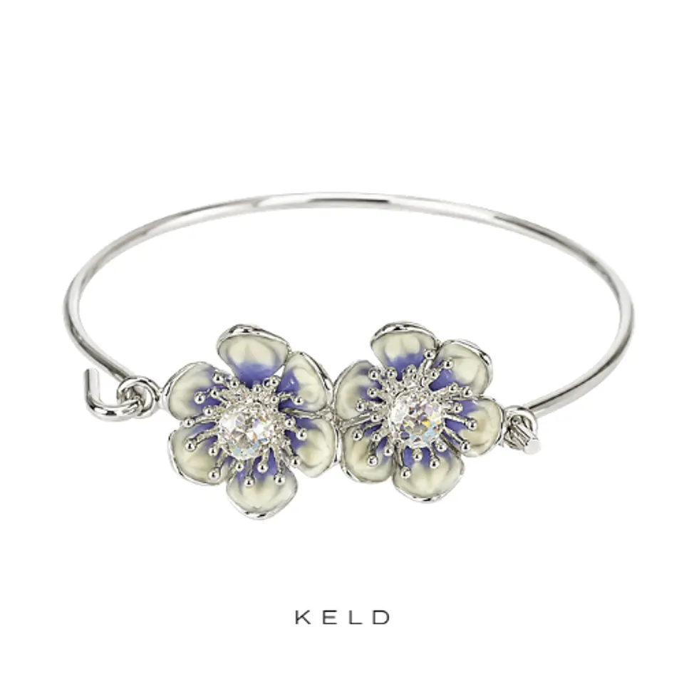 Pulsera brazalete flores cristal  1