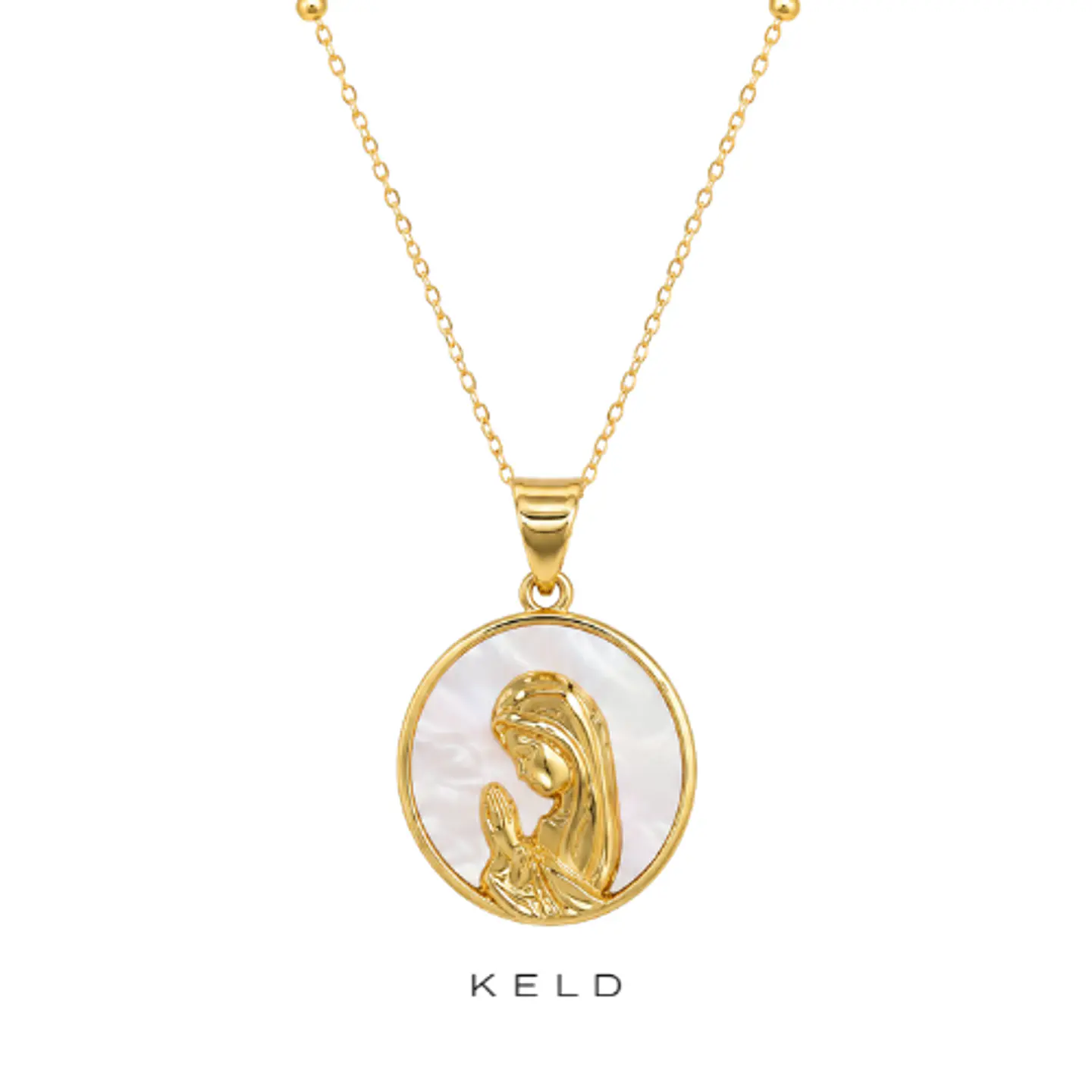 Collar virgen nina nacar enchapado en oro 18k 1