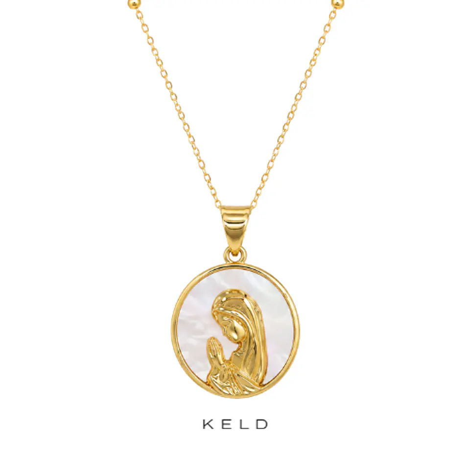 Collar virgen nina nacar enchapado en oro 18k 1