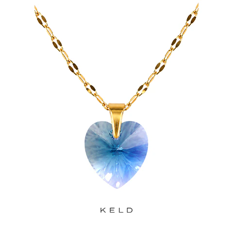 Collar corazon cristal color prolav enchapado en oro 18k