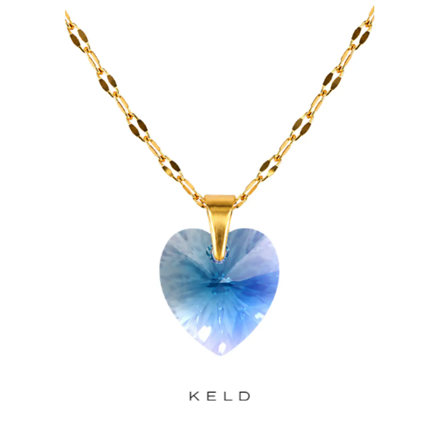 Collar corazon cristal color prolav enchapado en oro 18k 1
