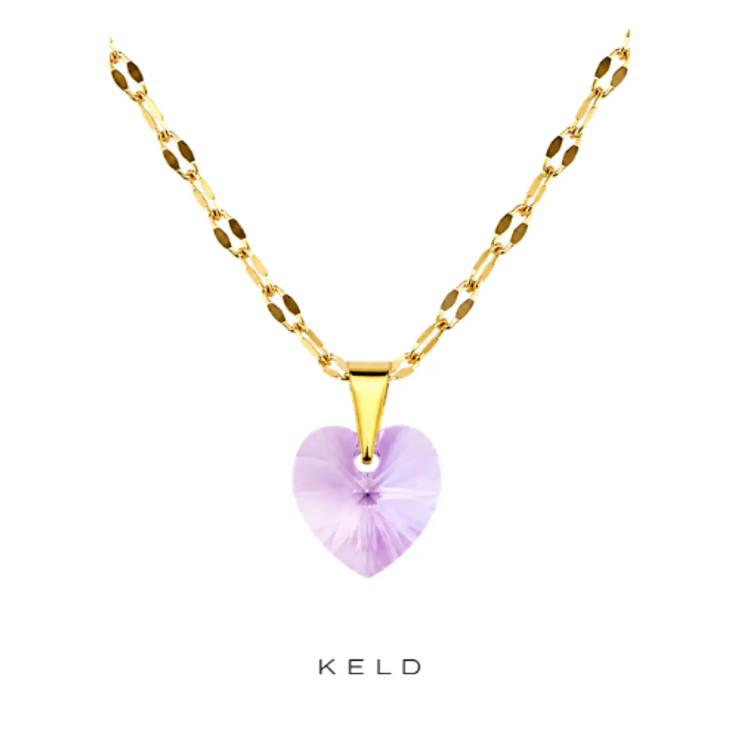 Collar Corazon Titanic de cristal Lila enchape de oro 18K 1