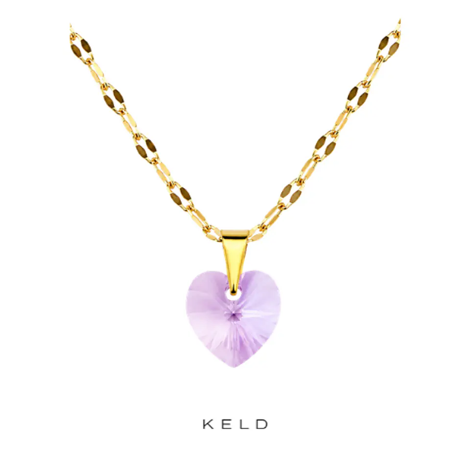 Collar Corazon Titanic de cristal Lila enchape de oro 18K 1