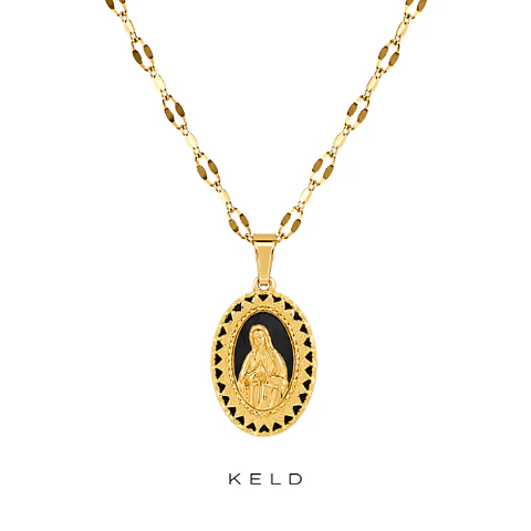 Collar medalla virgen Maria enchapado en oro 18K