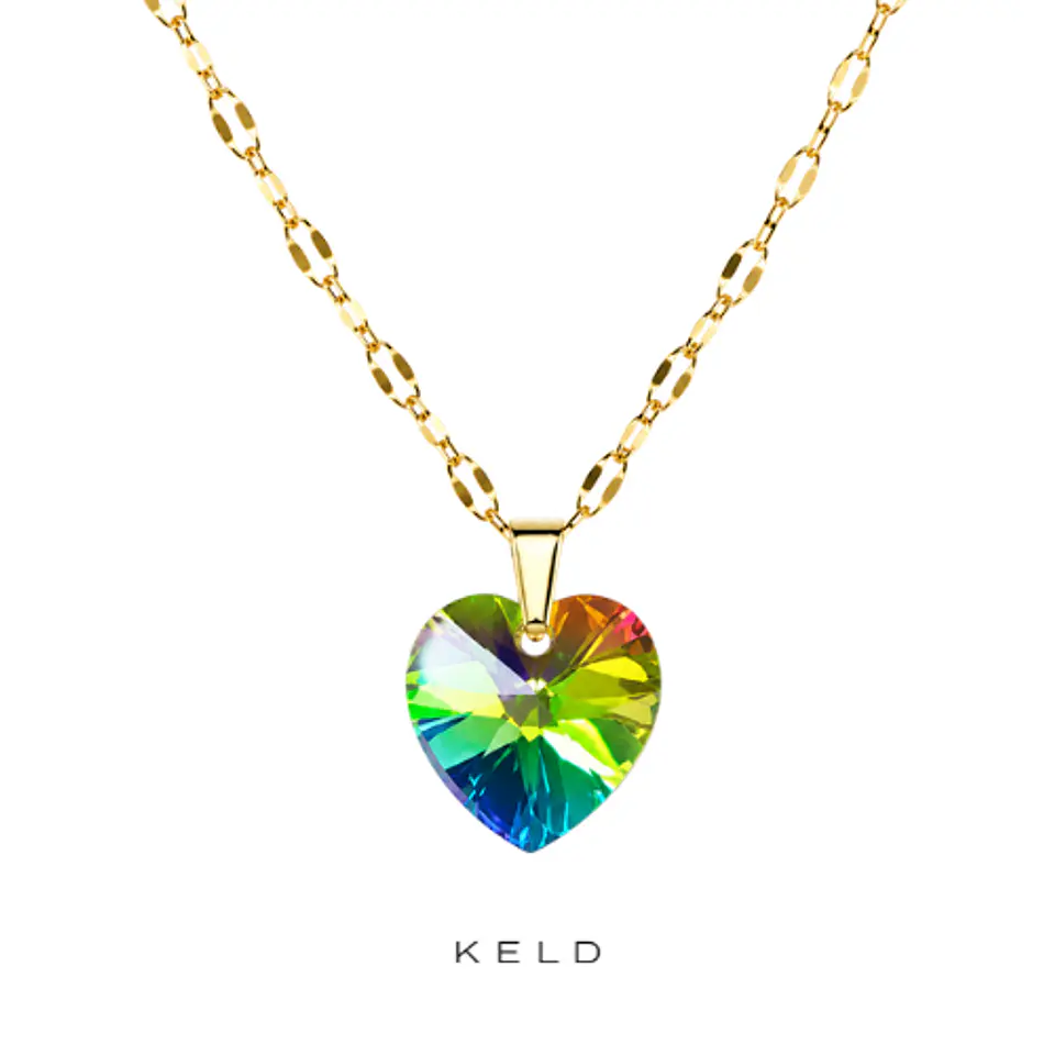 Collar corazon 14mm cristal vitrail medium enchapado en oro 18k 1
