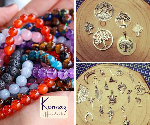 Pulseiras Personalizada em Pedras Naturais & Pendentes Simbólicos