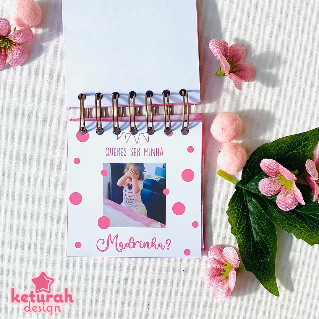 Mini- Álbum - Pedido de madrinha/padrinho Rosa 8