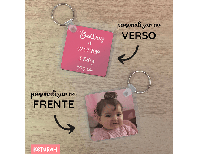 Porta-chaves quadrangular personalizado pelo cliente