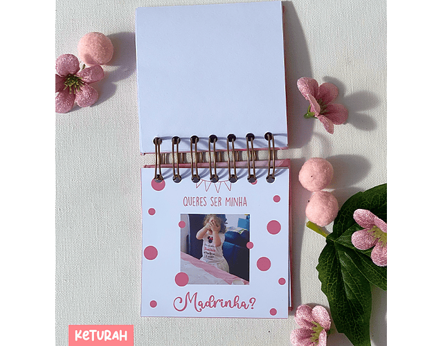 Mini - Album Pedido aos Padrinhos - Exemplo em cor rosa