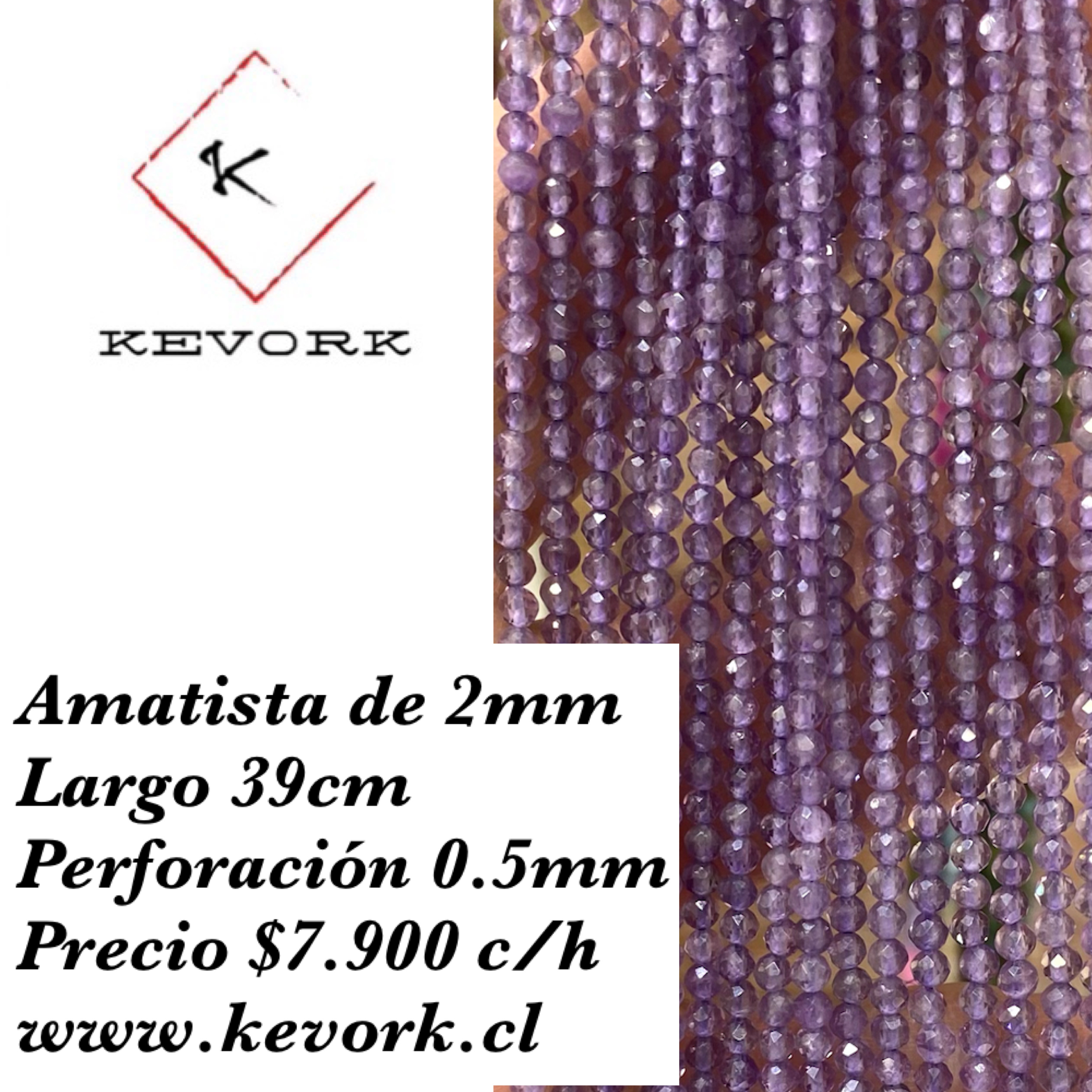 AMATISTA FACETADA POR TIRA 2MM