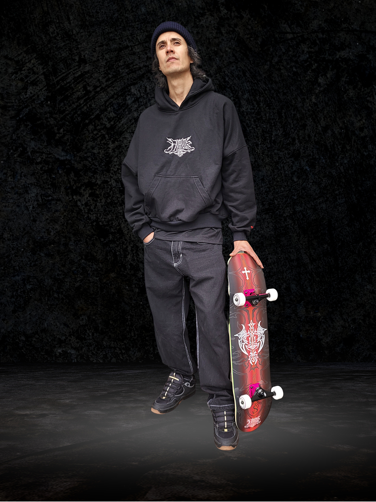 HOODIE KFIOLOS TRIBAL BLACK / BOXY FIT 3