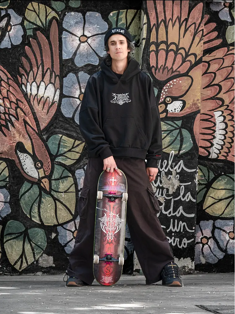 HOODIE KFIOLOS TRIBAL BLACK / BOXY FIT 1