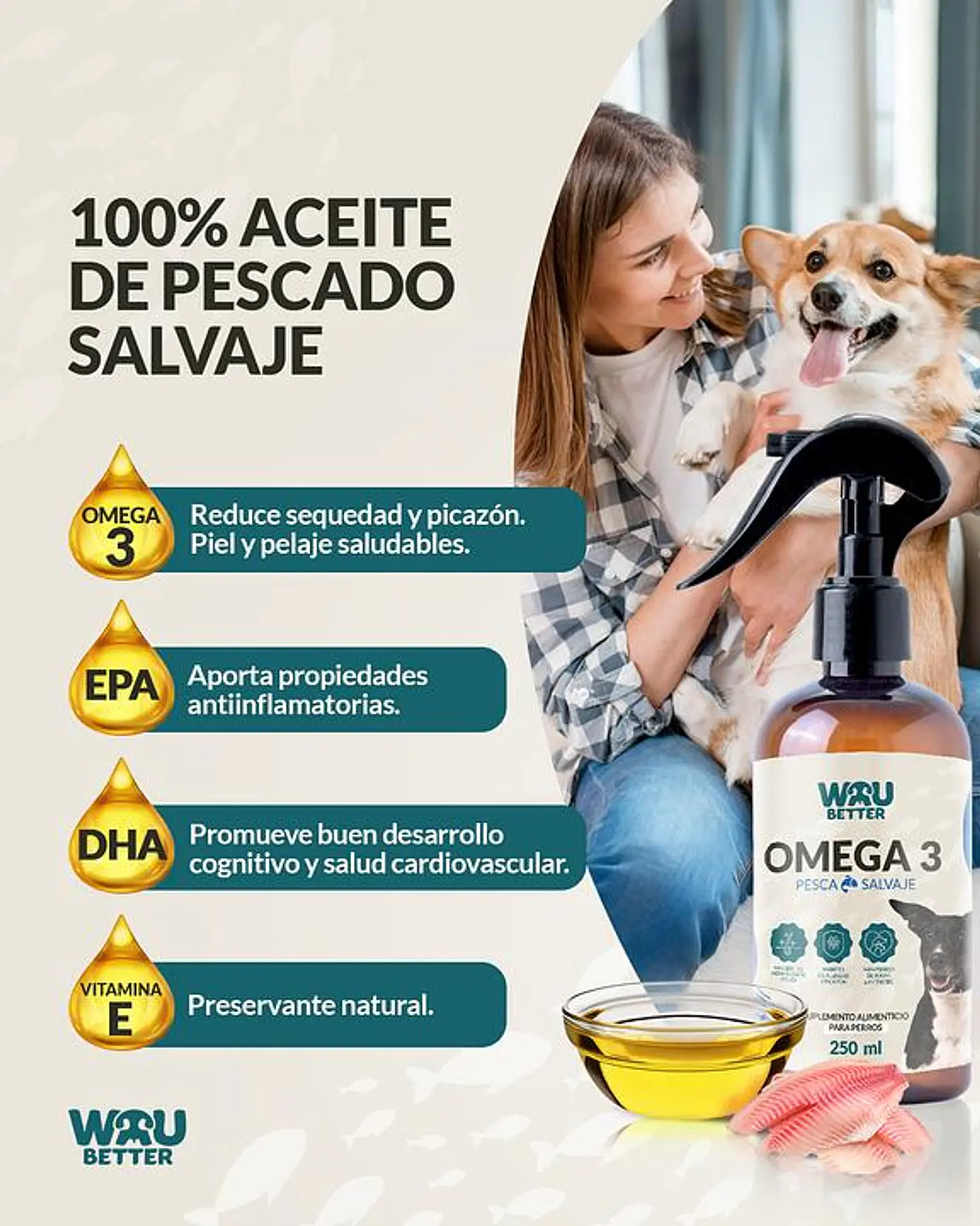 WAU BETTER Omega 3 Pesca Salvaje 250 ml 5