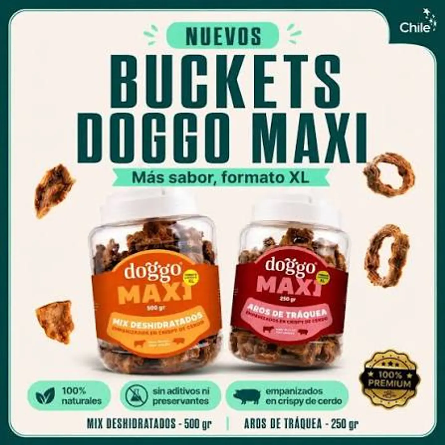 Doggo Bucket Mix de Deshidratados en Crispy de Cerdo 500 g 3