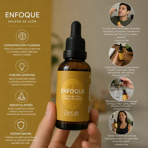 ZenLab Enfoque | Melena de León | Concentración y Claridad | Ultra Concentrado 30ml