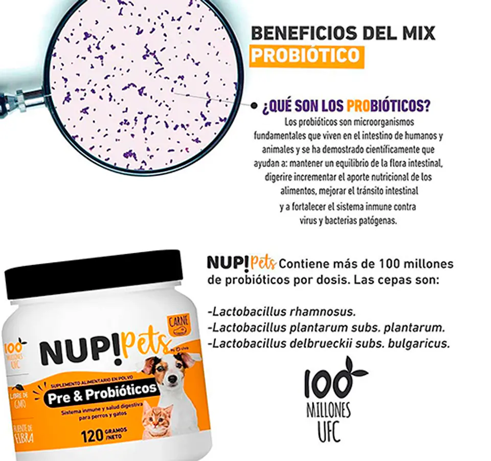NUP! Pets Pre & Probióticos Salmón 120 g 2