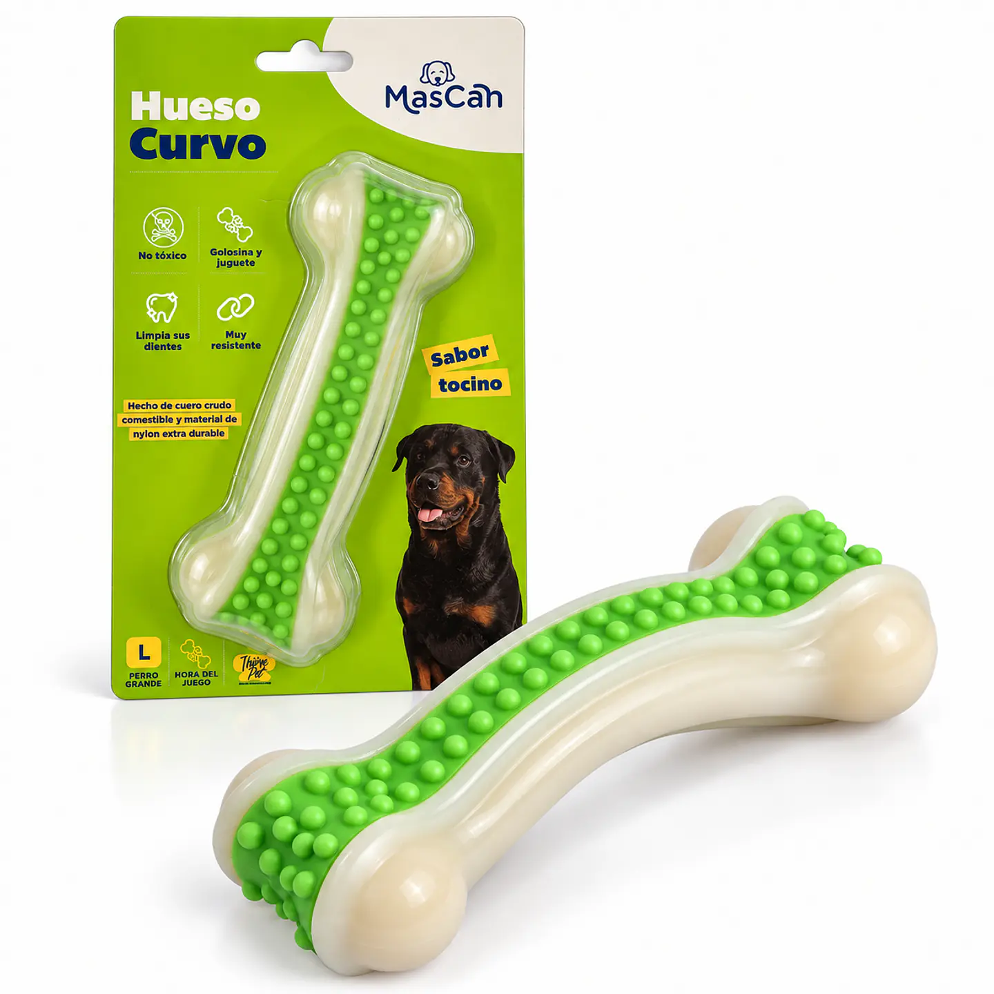 Mascan Hueso Curvo Verde Talla L · 16 cm 3