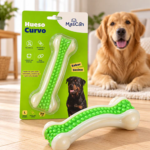 Mascan Hueso Curvo Verde Talla L · 16 cm