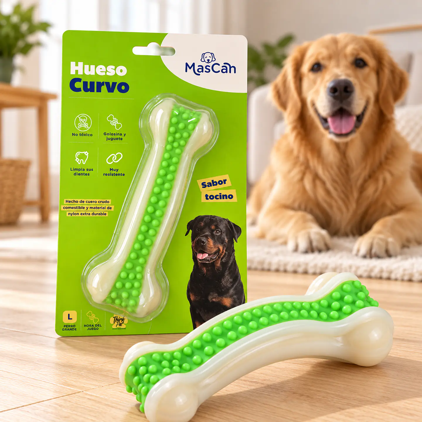 Mascan Hueso Curvo Verde Talla L · 16 cm 2