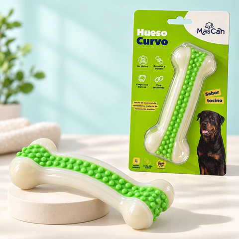 Mascan Hueso Curvo Verde Talla L · 16 cm