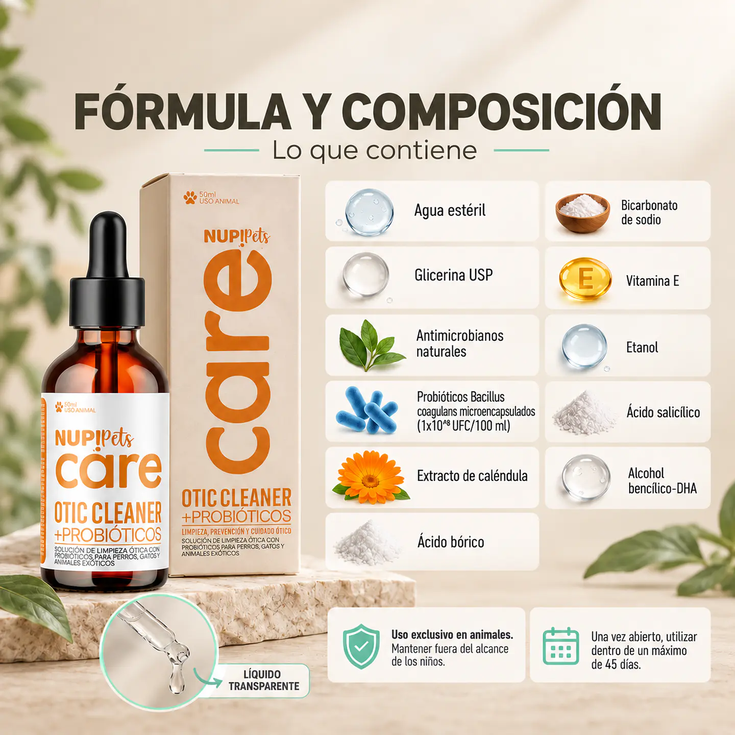 NUP! Pets Care Limpiador Ótico Probiótico 50 ml 9