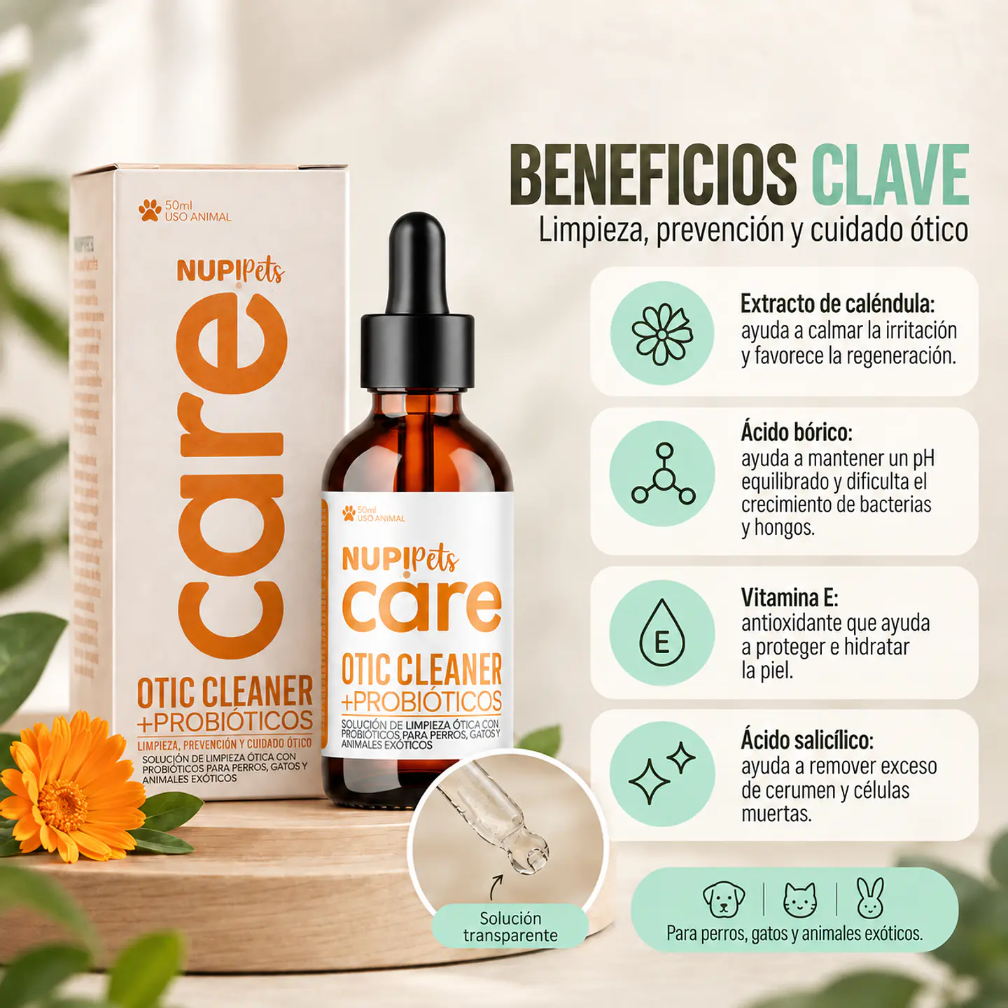 NUP! Pets Care Limpiador Ótico Probiótico 50 ml 4
