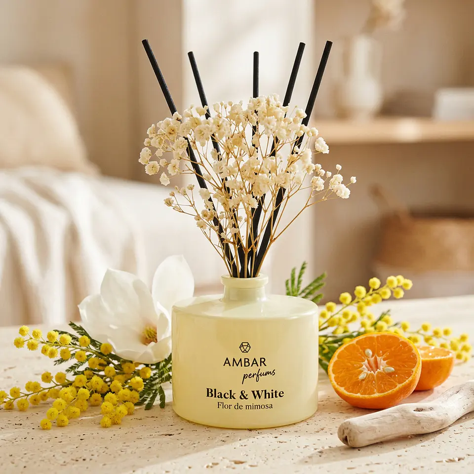 Ambar Difusor Black & White Flor de Mimosa 40 ml 1
