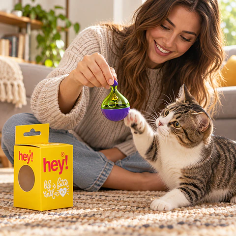 Hey! Juguete Interactivo Dispensador de Premios para Gatos · 6 × 8,7 cm