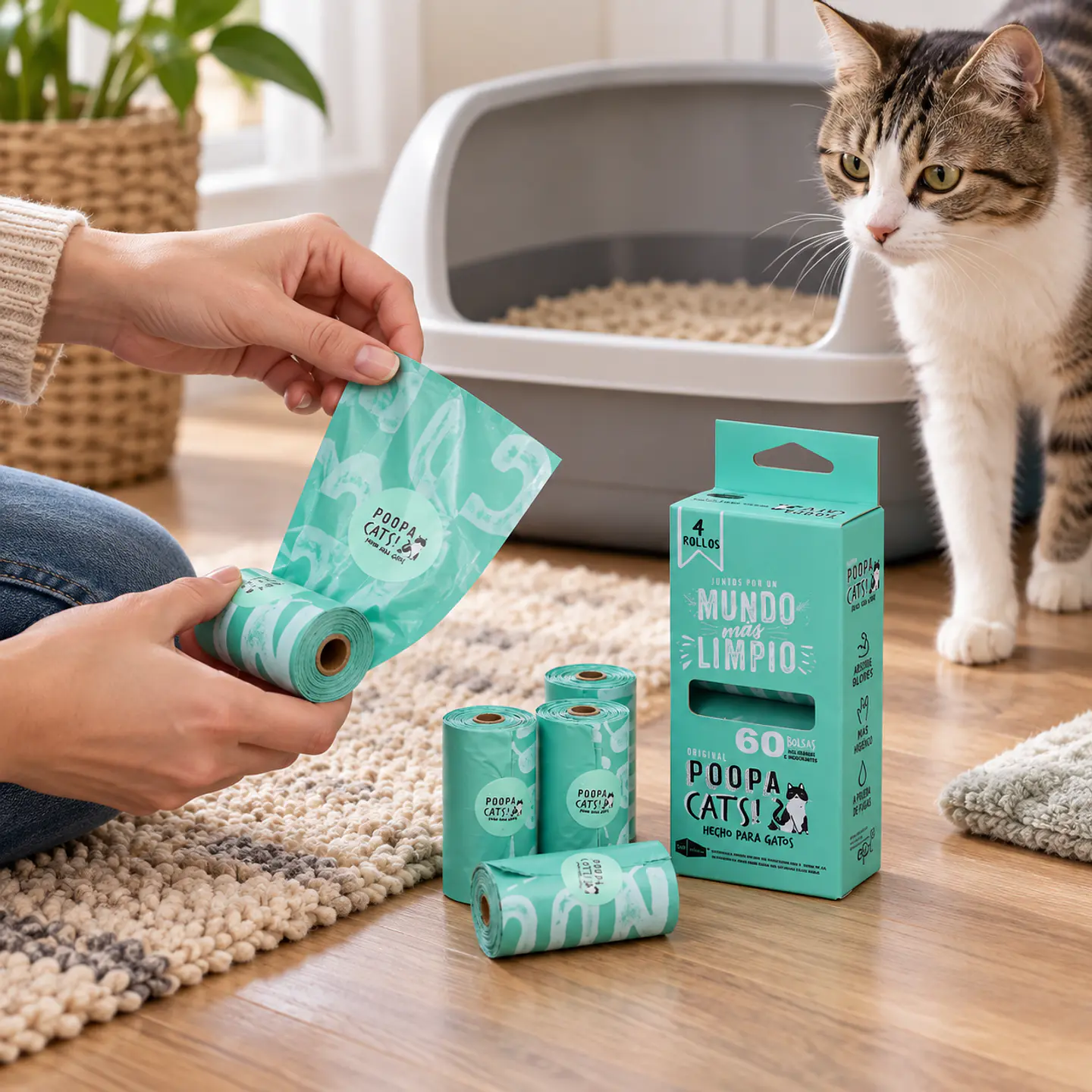 Poopa Cats Bolsas Sanitarias Gatos 4 Rollos 60 Bolsas 6