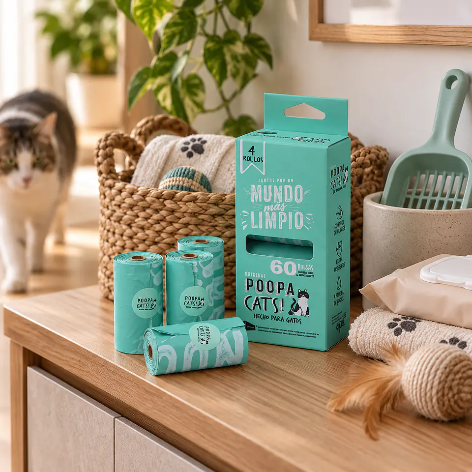 Poopa Cats Bolsas Sanitarias Gatos 4 Rollos 60 Bolsas 5