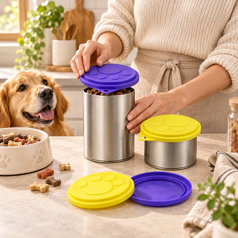 Tapa para Latas de Alimento Húmedo · 9 cm · Morado o Amarillo | Hey! 