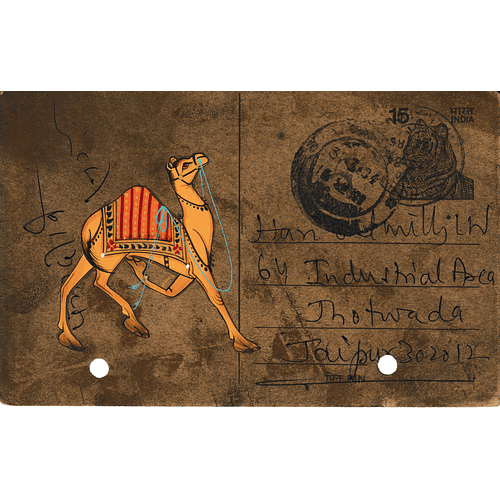 Tarjeta Postal 1984 Original Camello Pintado a Mano con Brocha Fina